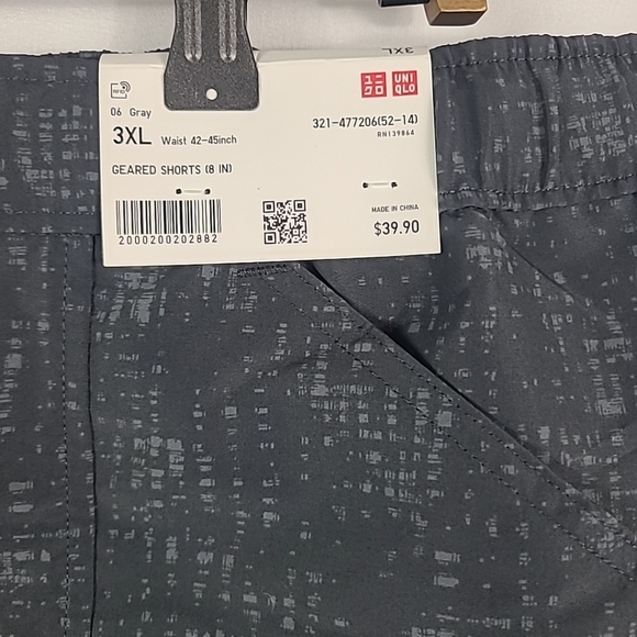 NWT UNIQLO Mens Geared Shorts 8" Lightweight Water-Repellent Grey Outdoor Sz 3XL - Picture 4 of 6